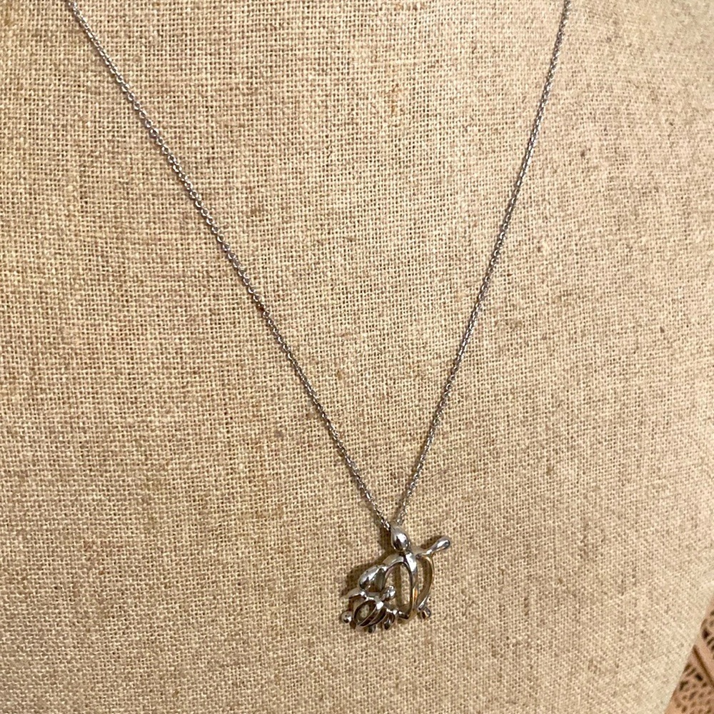 Na Hoku Double Honu pendant necklace, 14k white gold.
